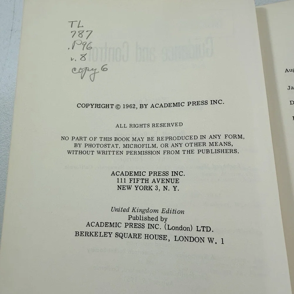 Guidance and Control: Progress in Astronautics and Rocketry - Volume 8‎ 1962
